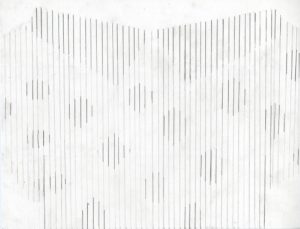 A drawing of vertical lines spaced apart to form a dress using line widths