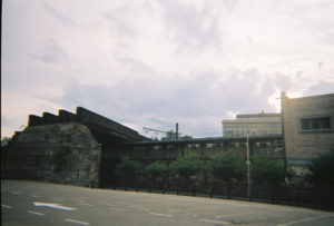 A photo of a train moving at Newark Penn Station