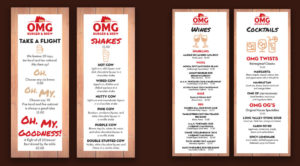 Thin drink menus for OMG burger