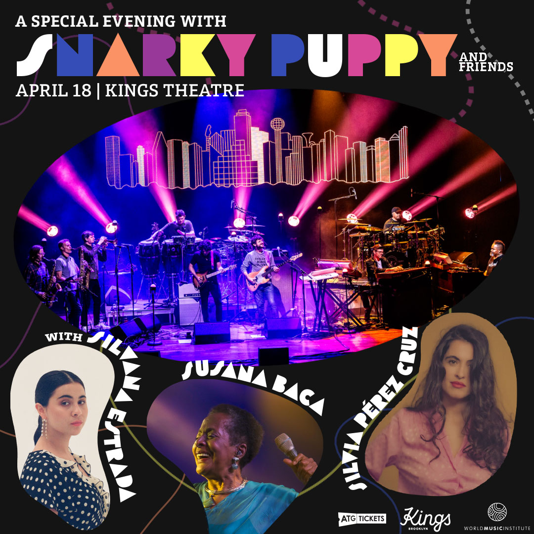 Approved creative for the Snarky Puppy and Friends campaign at Kings Theatre (2023).